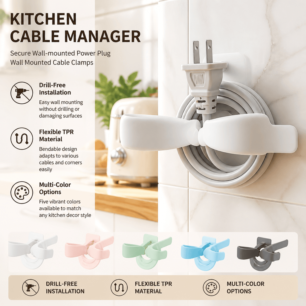 Kitchen Appliances Rental - Kabel-Organizer für die Küche, bohrfreie Wandhalterung,