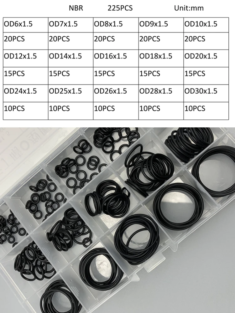 Kitchen Appliances Repair - CS 1,5 mm schwarzer NBR-O-Ring-Satz, 225